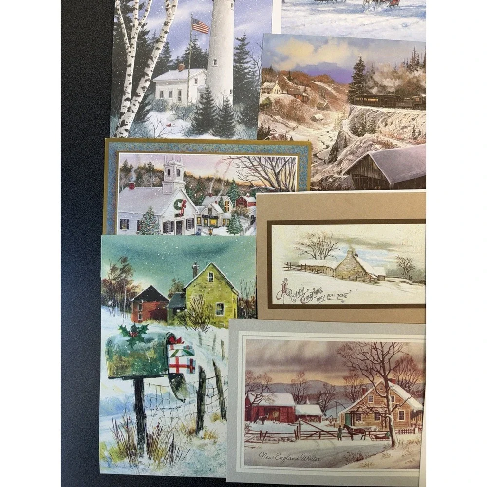 Vintage Christmas Cards Fronts ONLY Houses Barns More Scrapbooking Crafts 50+